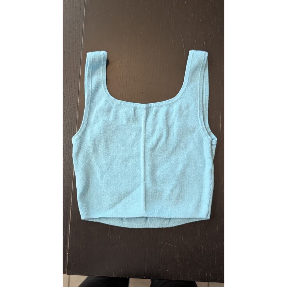 Kendall + Kylie Baby Blue Corset Seam Knit Crop Tank Top S Y2K - Picture 3 of 6